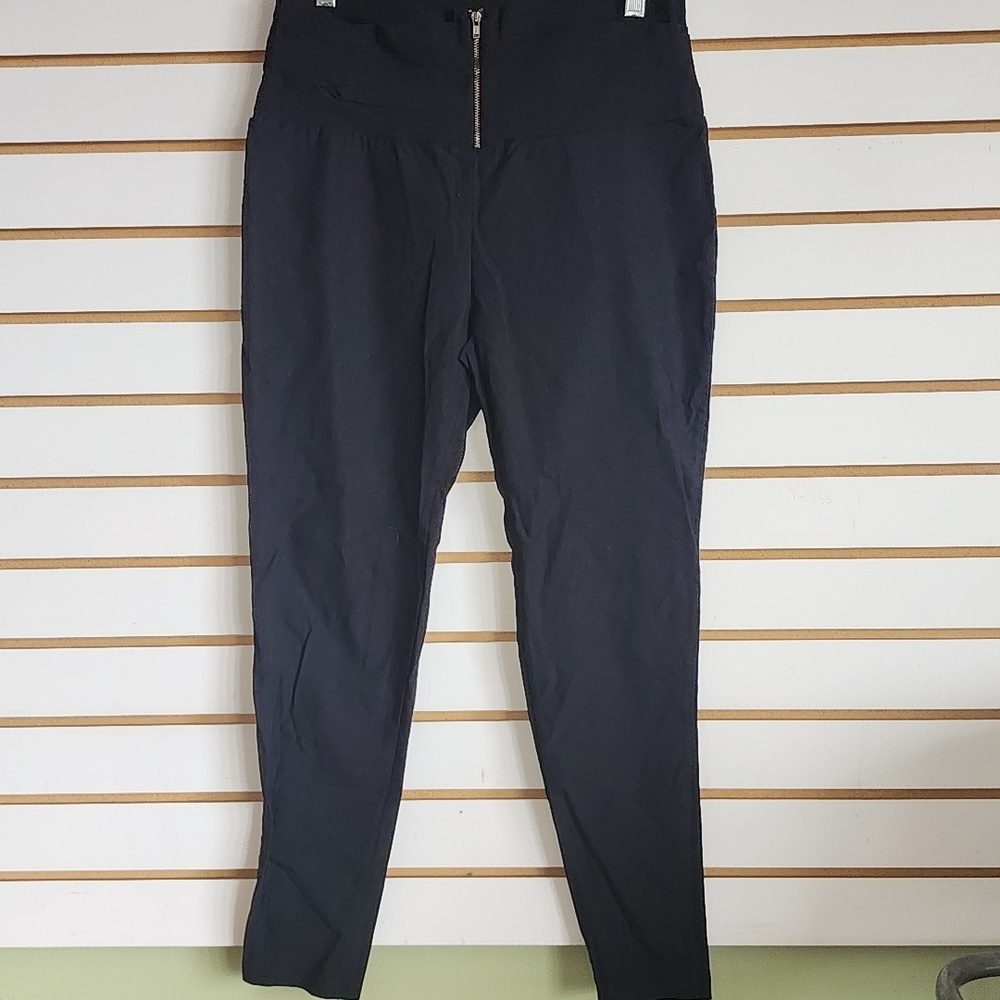 Front Zipper Black Pants